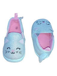 Infant & Toddler Girls Silver Glitter Kitty Cat Mary Jane Slip-On Casual Shoes