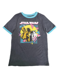 Star Wars Boys Gray Short Sleeve R2D2 C3P0 Tee Shirt T-Shirt