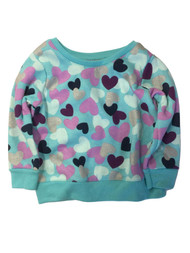 Infant Girls Blue Sweatshirt With Purple Navy Silver Hearts Pullover Shirt 12m