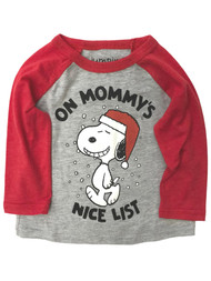 Peanuts Infant Boys On Mommys Nice List Snoopy Christmas Holiday Tee Shirt