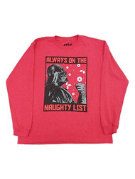 Star Wars Boys Red Naughty List Darth Vader Long Sleeve Christmas Shirt