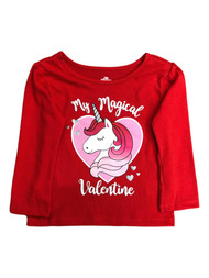 Infant & Toddler Girls Red Magical Valentine Unicorn T-Shirt Tee Shirt