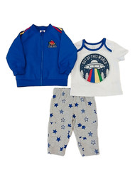 Infant Boys Blue & Gray Out Of This World Alien Themed 3-Piece Outfit Set