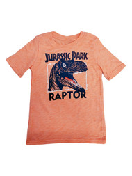 Jurassic Park Boys Orange Short Sleeve Raptor Dinosaur Tee Shirt T-Shirt