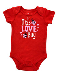 Infant Girls Red Lil Miss Love Bug Bodysuit Valentine's Day Ladybug
