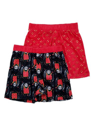 Mens 2-Pack Black & Red Velour Christmas Sloth Underwear Boxers Boxer Shorts S