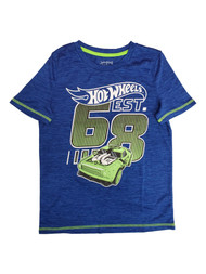 Hot Wheels Boys Blue Poly Short Sleeve Hot Rod Car Tee Shirt T-Shirt