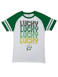 Mens White & Green Lucky Four Leaf Clover St. Patrick's Day T-Shirt