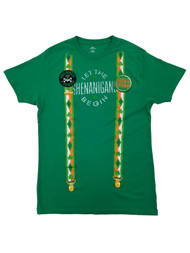 Mens Green Let The Shenanigans Begin Lucky Charm St. Patrick's Day T-Shirt