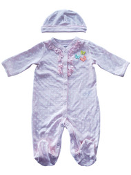 Carters Infant Baby Girl Pink Polka Dot Butterfly Ruffle Bodysuit Hat 2Pc Set