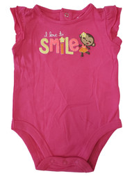 Infant Baby Girls Pink I Love To Smile Monkey Flower Cotton Romper Bodysuit
