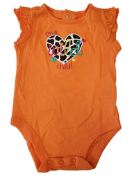 Infant Baby Girls Orange Wild Child Animal Print Heart Cotton Romper Bodysuit