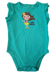 Infant Baby Girls Hula Honey Teal Cotton Ruffle Romper Bodysuit 9 Months