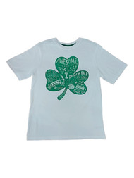 Boys White Clover Irish Pure Gold T-Shirt St.Patricks Day Clover Tee Shirt