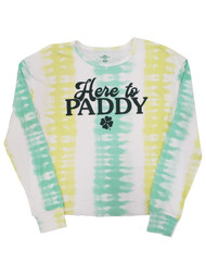 Junior Womens Here To Paddy Tie Dye St. Patrick's Day T-Shirt Shirt Top
