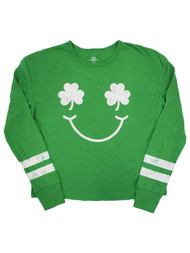 Junior Womens Shamrock Smile St. Patrick's Day T-Shirt Shirt Top Tee