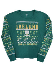 Junior Womens Ireland Stitch Print St. Patrick's Day T-Shirt Shirt Top