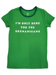 Junior Womens Here For Shenanigans St Patrick's Day T-Shirt Shirt Top