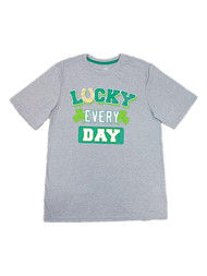Boys Gray Lucky Every Day T-Shirt St.Patricks Day Clover Tee Shirt XXL