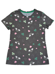 Women Heart Rainbow Horseshoe Clover St. Patricks Day T-Shirt Shirt Top