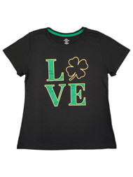 Womens Love Gold Foil Clover St. Patrick's Day T-Shirt Shirt Top