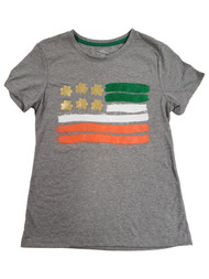 Womens Irish Flag Gold Foil Clover St. Patrick's Day T-Shirt Shirt Top