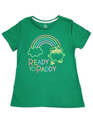 Womens Ready To Paddy Neon Rainbow St. Patrick's Day T-Shirt Shirt Top