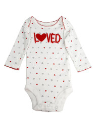 Carters Infant Girls White Loved Red Hearts Valentines Day Bodysuit