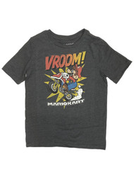 Mario Kart Boys Gray Short Sleeve Vroom Gamer Tee Shirt T-Shirt