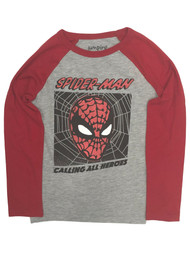 Spider-Man Boys Gray & Red Long Sleeve Calling All Heroes Tee Shirt