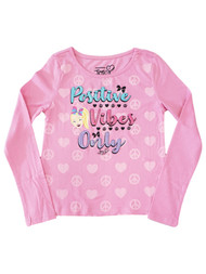 Jojo Siwa Girl Positive Vibes Peace Heart Glitter Long Sleeve T-Shirt Top