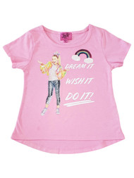 Jojo Siwa Girl Pink Dream It Wish It Do It Rainbow Sequin T-Shirt Top