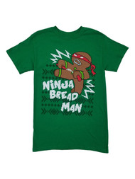 Mens Green Ninja Bread Man Gingerbread Man Novelty Christmas T-Shirt