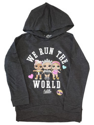 LOL Surprise Girls We Run The World Glitter Long Sleeve Grey Hoodie Top