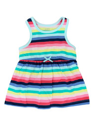 Infant & Baby Girls Colorful Yellow Blue Pink Stripe Cotton Tank Dress