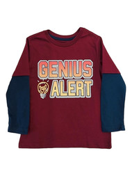 Boys Burgundy Genius Alert Long Sleeve Tee Shirt Rock On Light Bulb T-Shirt