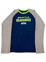 Boys Seattle Seahawks Blue & Green Long Sleeve Tee Shirt Football NFL T-Shirt L