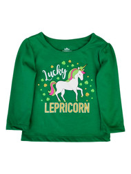 Infant Toddler Girls Green St Patricks Day Lucky Lepricorn Unicorn T-Shirt