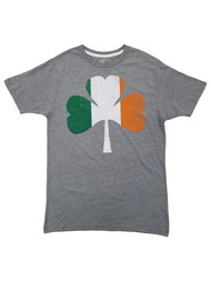 Mens Heather Gray Irish Flag Clover St. Patrick's Day Novetly T-Shirt