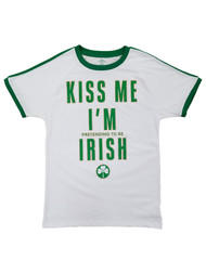 Mens White Kiss Me I'm Pretending To Be Irish St. Patrick's Day T-Shirt