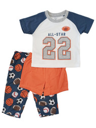 Carters Infant Baby Boy All-Star Varsity MVP Sports Print 3 Pc Pajama Set