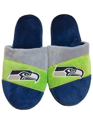 Mens Navy Blue Striped Seattle Seahawks NFL Football Slippers House Shoes