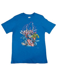 Marvel Boys Blue Avengers Captain America Hulk Superhero Tee Shirt T-Shirt