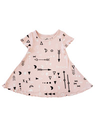 Infant & Toddler Girls Pale Pink Arrow Moon Print Short Sleeve Dress