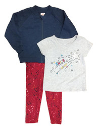 Toddler Girls 3pc Shine Bright Space Shirt Star Jacket & Legging Outfit