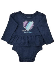 Infant Girls Cute Little Sweet Heart Shimmer Navy Blue Bodysuit Skirt 12 Months