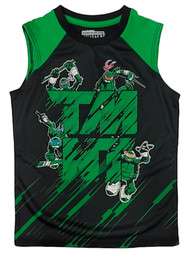 Boys Black & Green Teenage Mutant Ninja Turtles T-Shirt Superhero Muscle Tank XS
