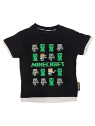 Boys Black Minecraft Creeper Zombie Ginger Boi T-Shirt Mine Craft Tee XS 4-5