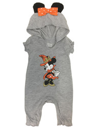 Disney Infant Girls Gray Minnie Mouse Witch Halloween Hooded Jumpsuit