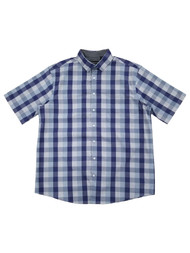 Claiborne Mens Big & Tall Indigo Plaid Classic Fit Stretch Woven Shirt LT